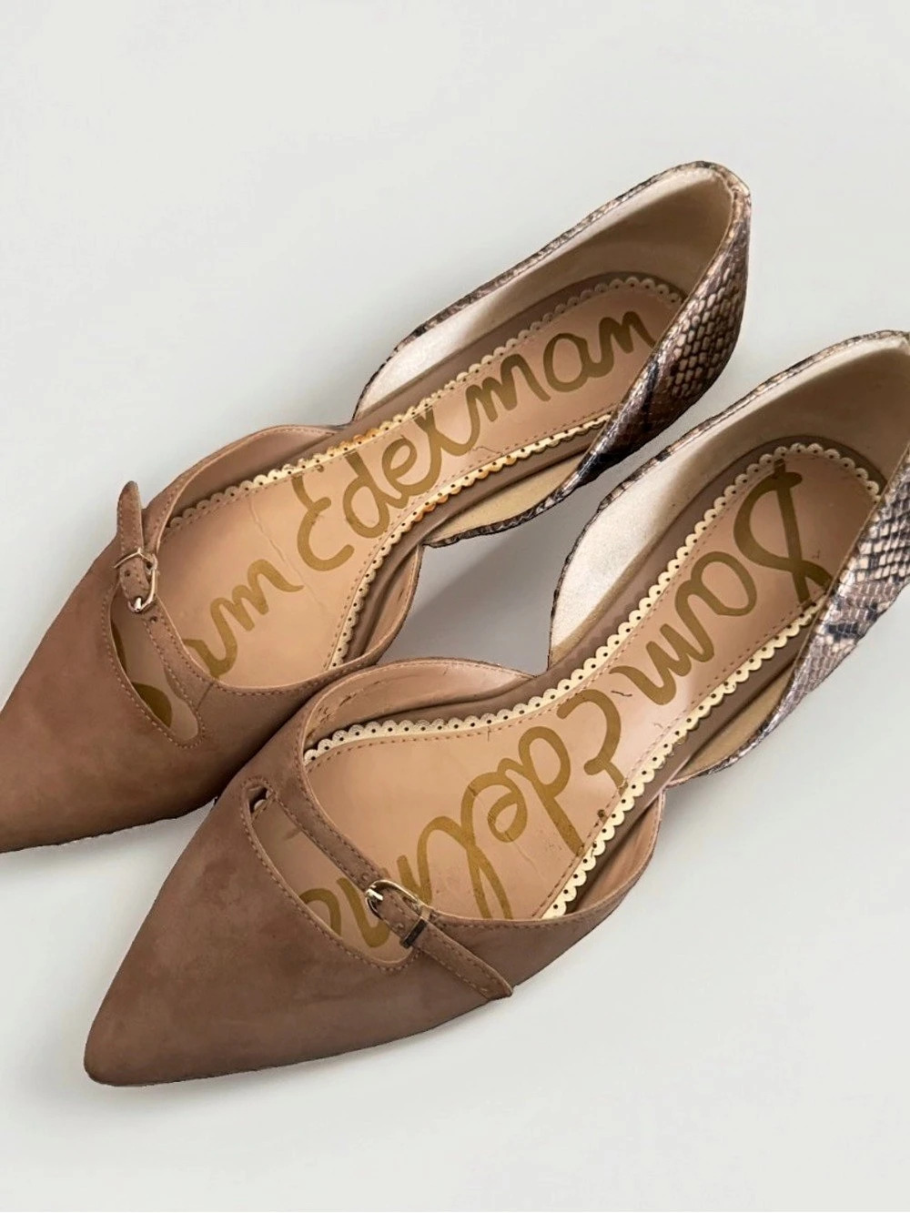 Sam Edelman Rodney D'Orsay Flat Brown & Gold
